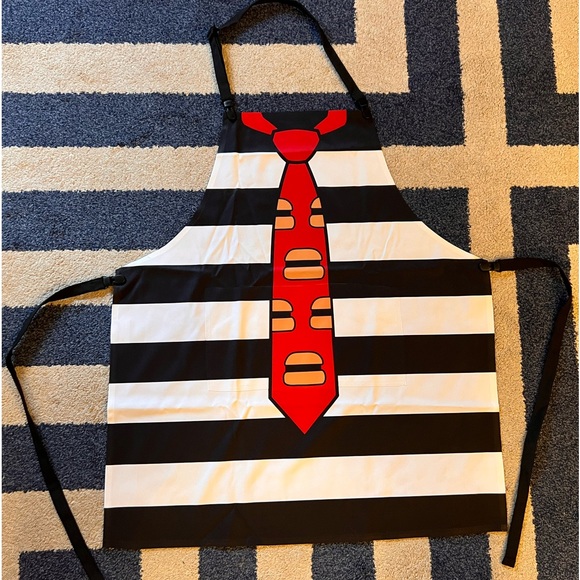 RARE Hamburglar Apron Black White Stripes McDonalds Hamburger Pocket NEW - Picture 1 of 6